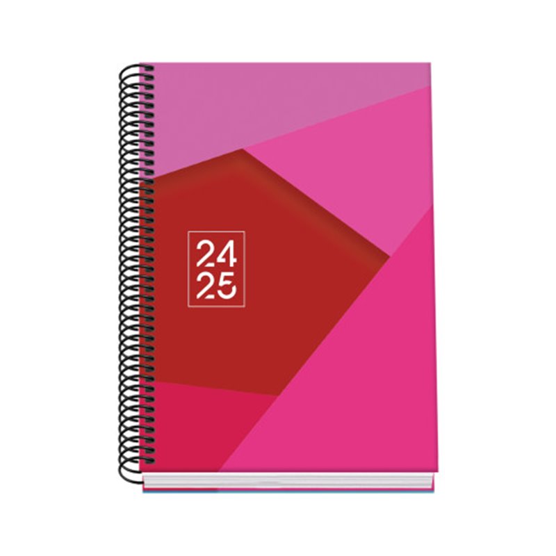 AGENDA ESCOLAR 2024-2025 TAMAÑO A5 TAPA CARTON FORRADO  DÍA PÁGINA TANGRAM BASIC ROSA DOHE 51741