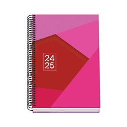 AGENDA ESCOLAR 2024-2025 TAMAÑO A5 TAPA CARTON FORRADO  SEMANA VISTA TANGRAM BASIC ROSA DOHE 51745