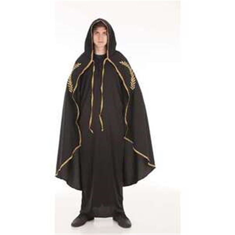 DISFRAZ ADULTO  CAPA MARIANA NEGRO BORD. ORO TALLA XL