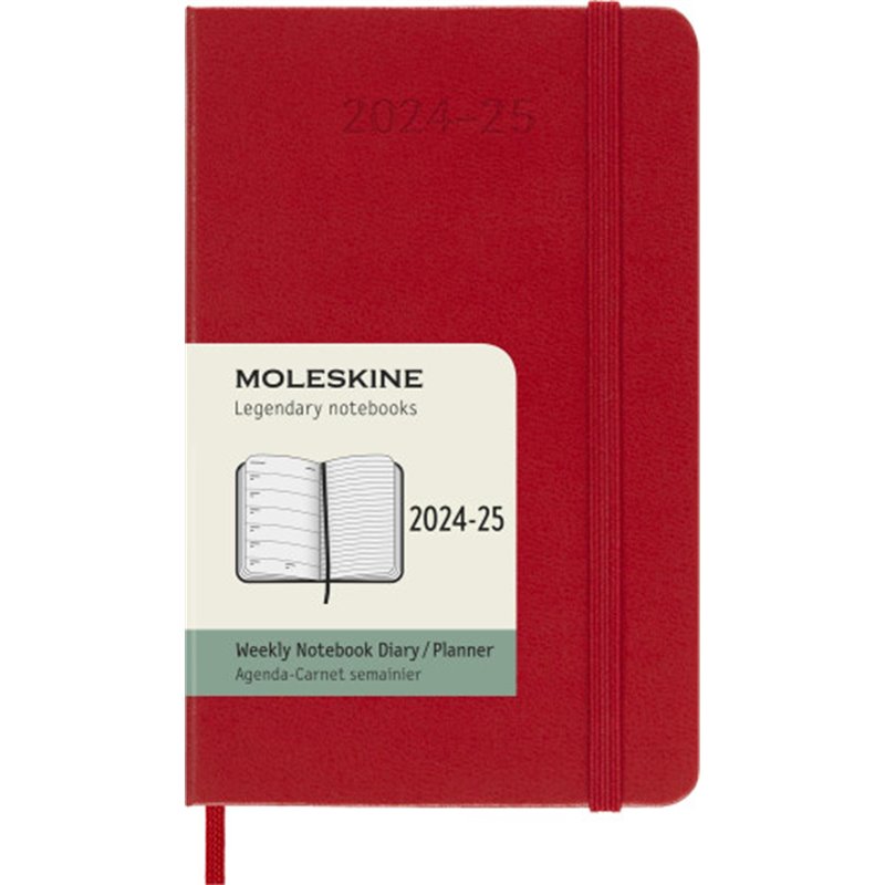 AGENDA 18 MESES 2024-2025 SEMANAL P (9 X 14 CM) ROJO ESCARLATA TAPA DURA MOLESKINE DHF218WN2Y25