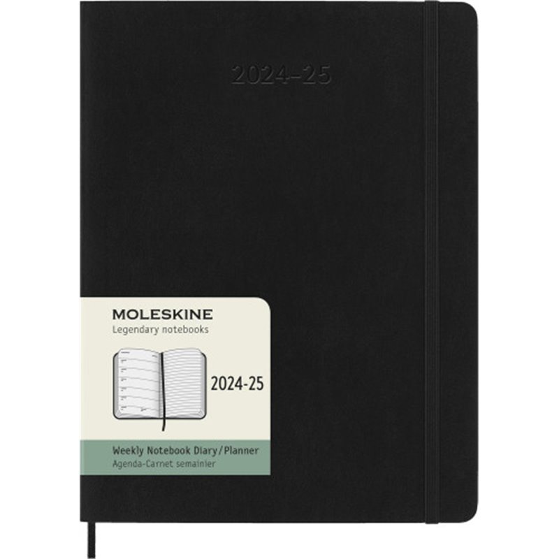 AGENDA 18 MESES 2024-2025 SEMANAL XL (19 X 25 CM) NEGRA TAPA BLANDA MOLESKINE DSB18WN4Y25