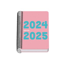 AGENDA ESCOLAR 2024-2025 TAMAÑO A6 TAPA POLIPROPILENO  DÍA PÁGINA MEMORY BASIC ROSA DOHE 51764