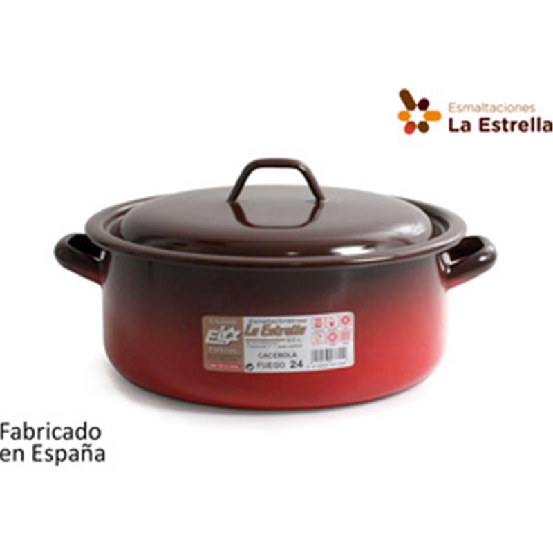 CACEROLA ESMALTADA C/TAPA 24CM - 4,3L FUEGO