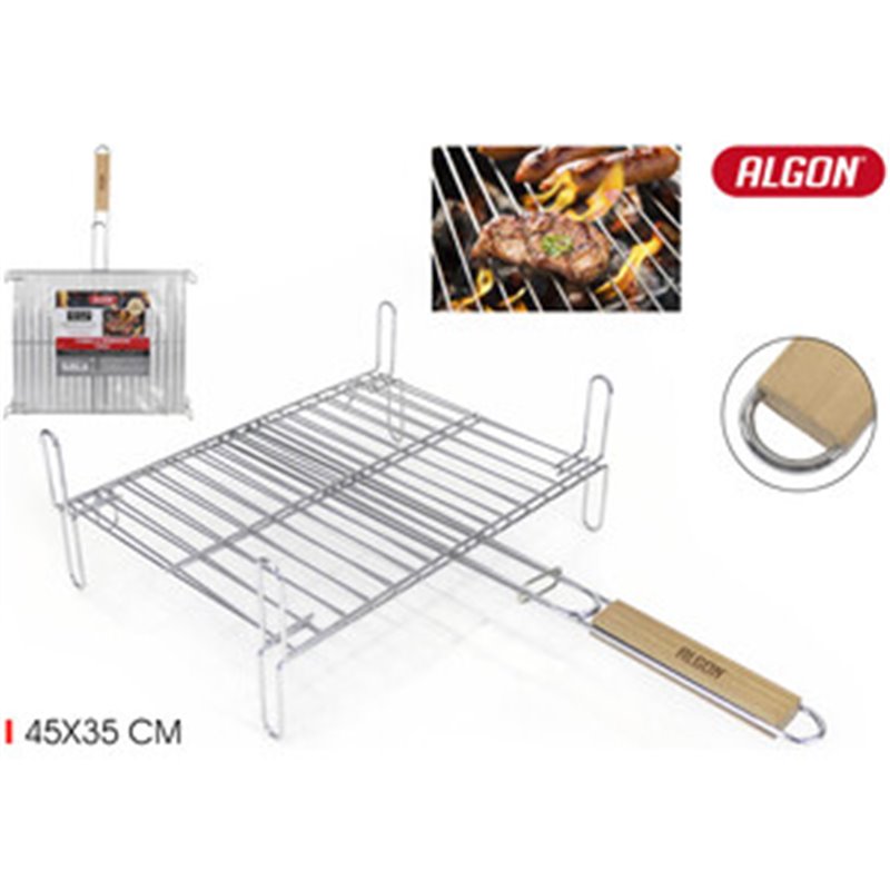 PARRILLA BBQ CR-WOOD C/PATAS 45X35CM ALGON BBQ