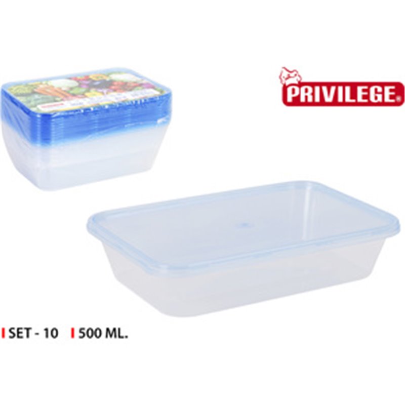 SET 10 SEMIDESECHABLES RECTANGULAR 500 ML