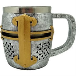 JARRA CABALLERO MEDIEVAL CASCO DE PLATA Y ORO