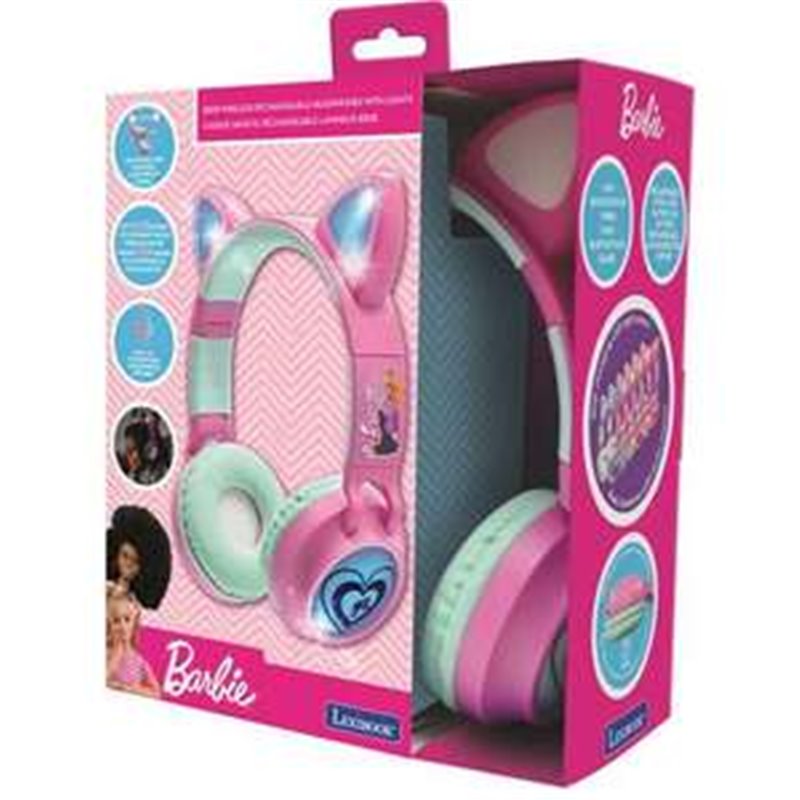 AURICULARES BLUETOOTH CON LUCES DE BARBIE. PARA ESCUCHAR MÚSICA SIN CABLE.20,4X17,5X8,3 CM