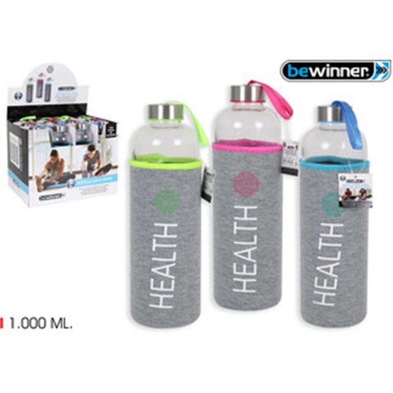 BOTELLA AGUA VIDRIO FUNDA HEALTH 1000M BEWINNE