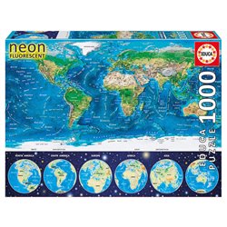 Puzzle neon Mapamundi 1000pzs