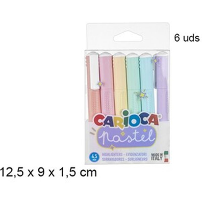 6 SUBRAYADORES CARIOCA COLOR PASTEL