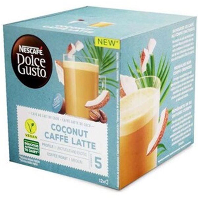 COCONUT CAFFÈ LATTE, CAFÉ CON LECHE DE COCO 12 CÁPSULAS NESCAFÉ DOLCE GUSTO