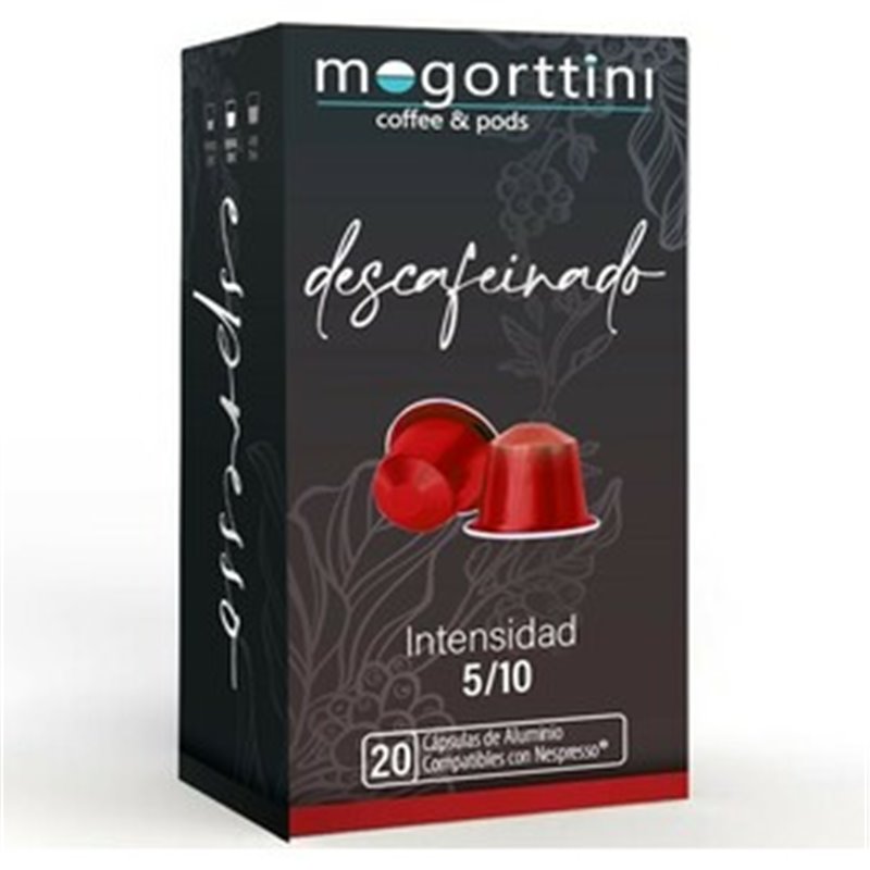 DESCAFEINADO MOGORTTINI, CAJA DE 20 CÁPSULAS. COMPATIBLES NESPRESSO