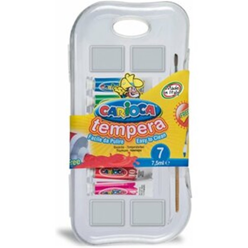 CAJA 7 TEMPERAS 7,5 ML+PINCEL METAL