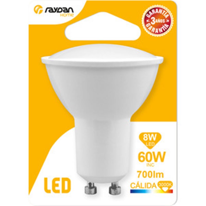 BOMBILLA LED SPOTLIGHT MR16 GU10 8W (60W) 700LM 3000K 15000H RAYDAN HOME BL.1