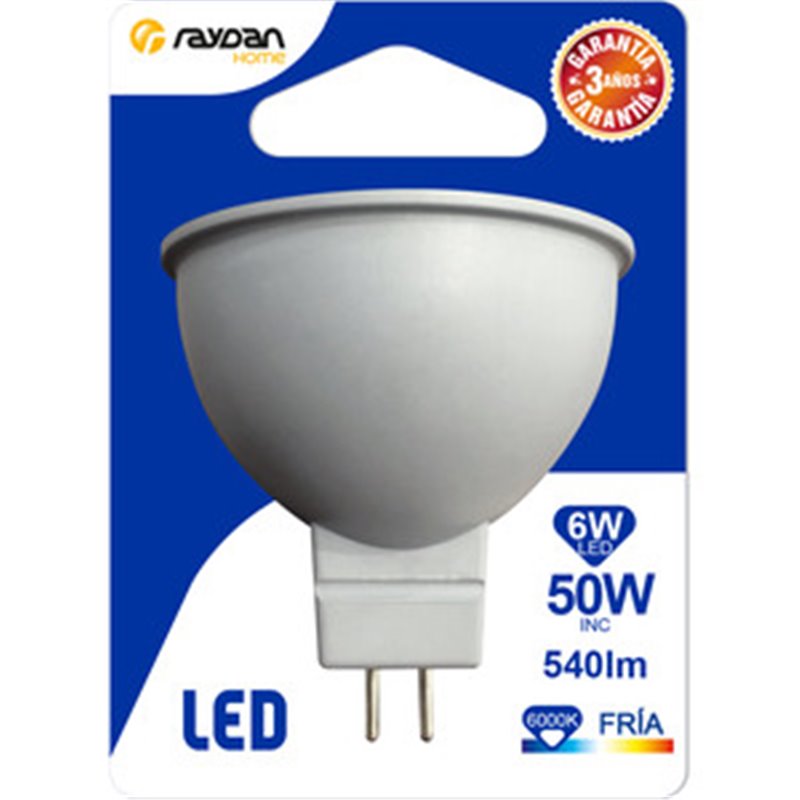 BOMBILLA LED SPOTLIGHT MR16 12V GU5.3 6W (50W) 540LM 6000K 15000H RAYDAN HOME BL.1