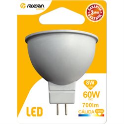 BOMBILLA LED SPOTLIGHT MR16 12V GU5.3 8W (60W) 700LM 3000K 15000H RAYDAN HOME BL.1