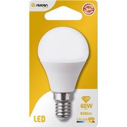 BOMBILLA LED ESFERICA G45 E14 7,4W (60W) 806LM 3000K 15000H RAYDAN HOME BL.1