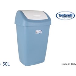 PAPELERA C/TAPA BASCULANTE 50L AURORA AZUL/BLANC