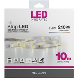 KIT TIRA LED 10M CALIDA 3000K CON TRANSFOMADOR RECORTABLE Y ENLAZABLE