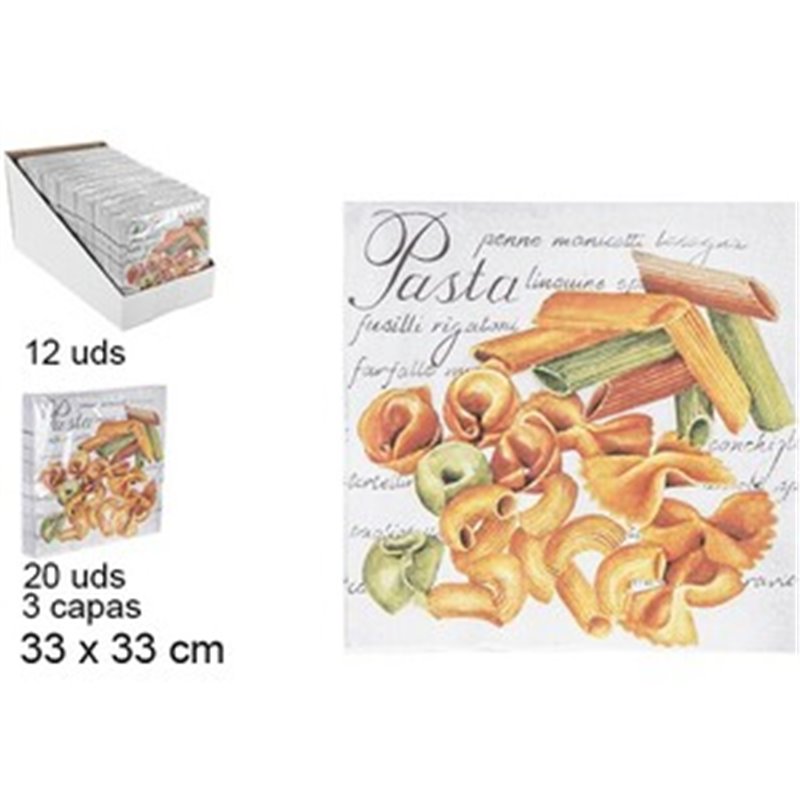 20 SERVILLETAS DECORADO PASTA 3 CAPAS 33CM