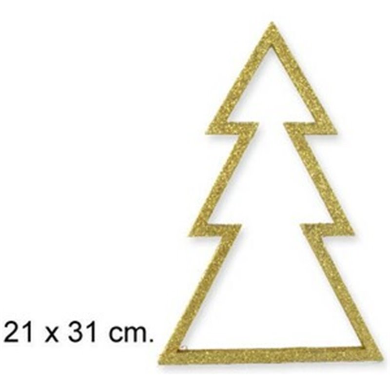 ARBOL NAVIDAD MADERA ORO BRILLANTE 21X31CM