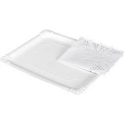 BANDEJA CARTON BLANCA RECTANGULAR 34X42CM