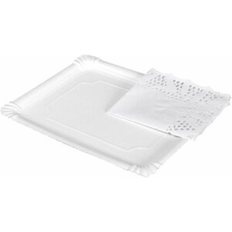 BANDEJA CARTON BLANCA RECTANGULAR 34X42CM