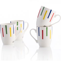 SET 4P MUGS 11CM 360ML NEW BONE - RAYAS DE COLORES CASA BENETTON