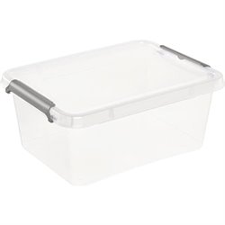 CAJA DE ALMACENAMIENTO/CLIPBOX LARA, 1,6 L, MODULAR APILABLE, TAPA CON CLIP PARA CERRAR, TRANSPARENTE