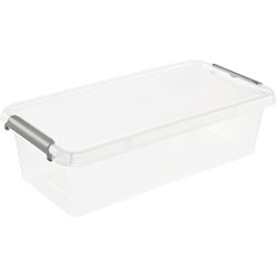 CAJA DE ALMACENAMIENTO / CAJA DE CLIP LARA, 5,75 LITROS, MODULAR APILABLE, TAPA CON CLIP PARA CERRAR, TRANSPARENTE