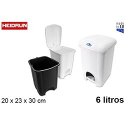 PAPELERA PLASTICO CON PEDAL BLANCA HEIDRUN 6 LITROS