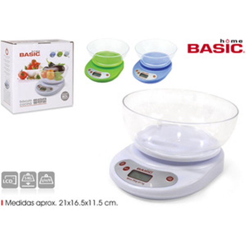 BASCULA COCINA DIGITAL 5KG C/BOL BASIC HOME