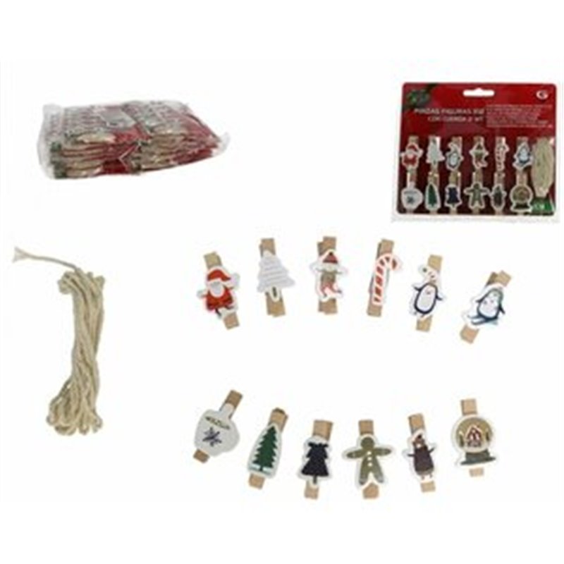 PINZAS FIGURAS X12 CON CUERDA 2 MT