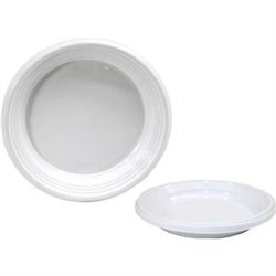 PLATO PLASTICO HONDO REDONDO 20.5CM BLANCO X 12 REUTILIZABLE