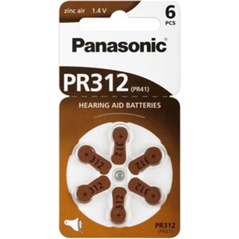 PANASONIC PILAS PARA AUDÍFONOS PR312 B6