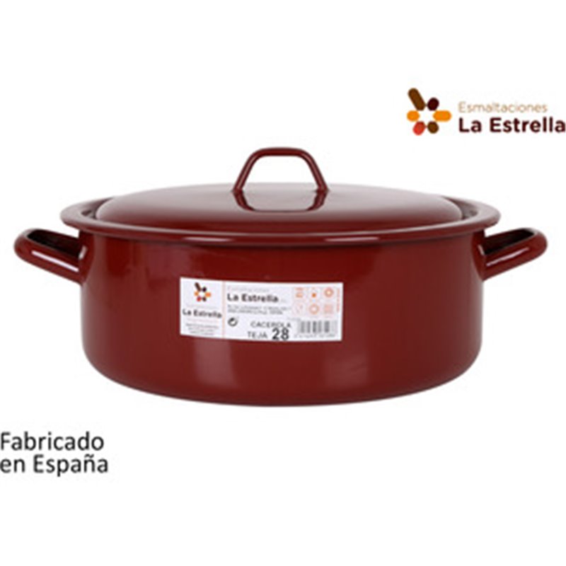 CACEROLA ESMALTADA C/TAPA 28CM - 6,8L TEJA