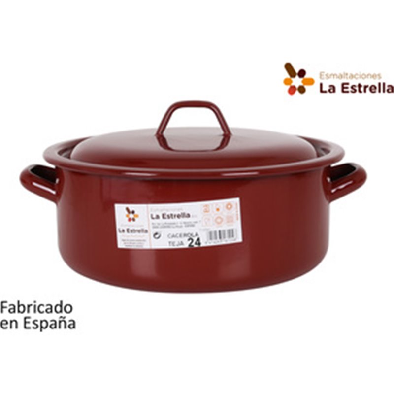 CACEROLA ESMALTADA C/TAPA 24CM - 4,4L TEJA