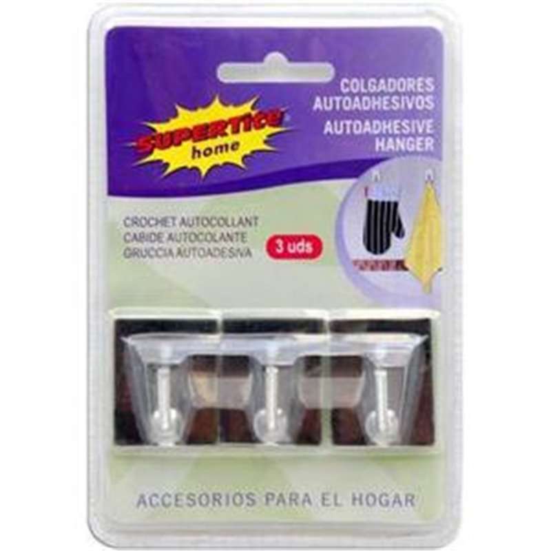 SUPERTITE COLGADOR ADHESIVO INOX 3 UDS