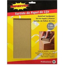 SURTIDO DE PAPEL DE LIJA 23X28CM - 5 UDS