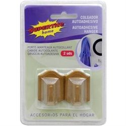 COLGADOR ADHESIVO PLÁSTICO MARRÓN - 2 UDS