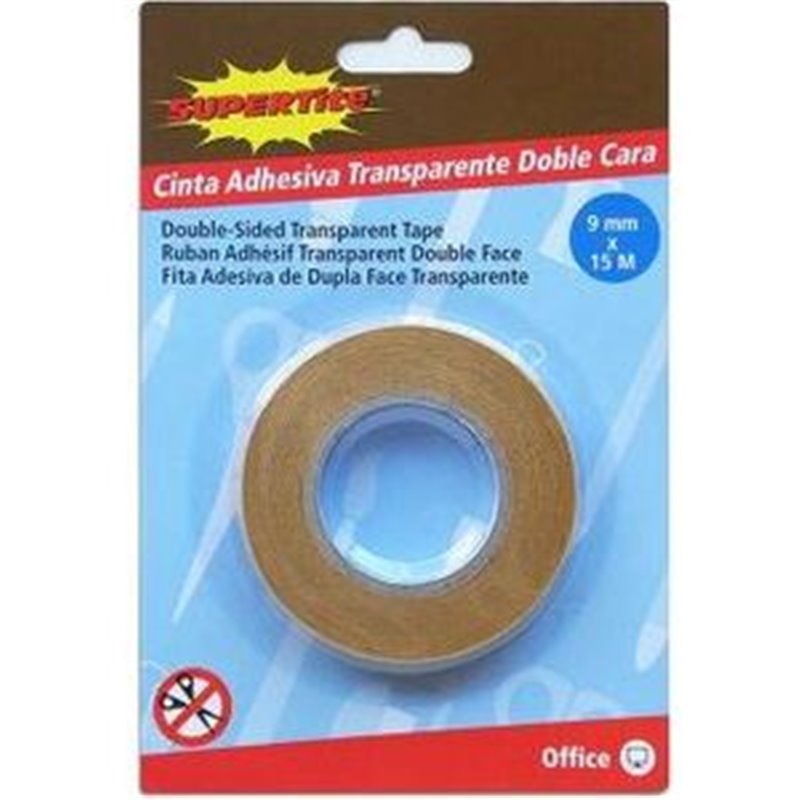 CINTA ADHESIVA DOBLE CARA TRANSPAREN 15MX9MM