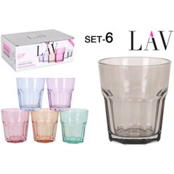 SET 6 VASOS AGUA 305CC COLORES PASTEL