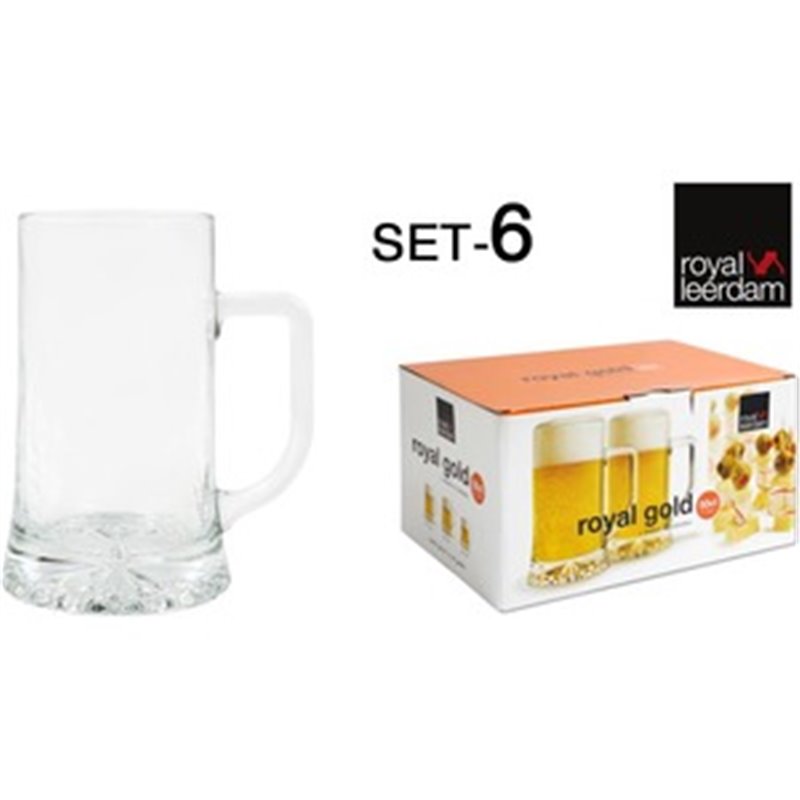 SET 6 JARRA CERVEZA 50CL ROYAL GOLD