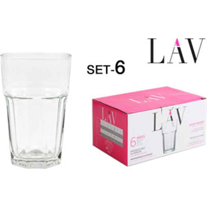 SET 6 VASOS ALTO 300CC ARAS