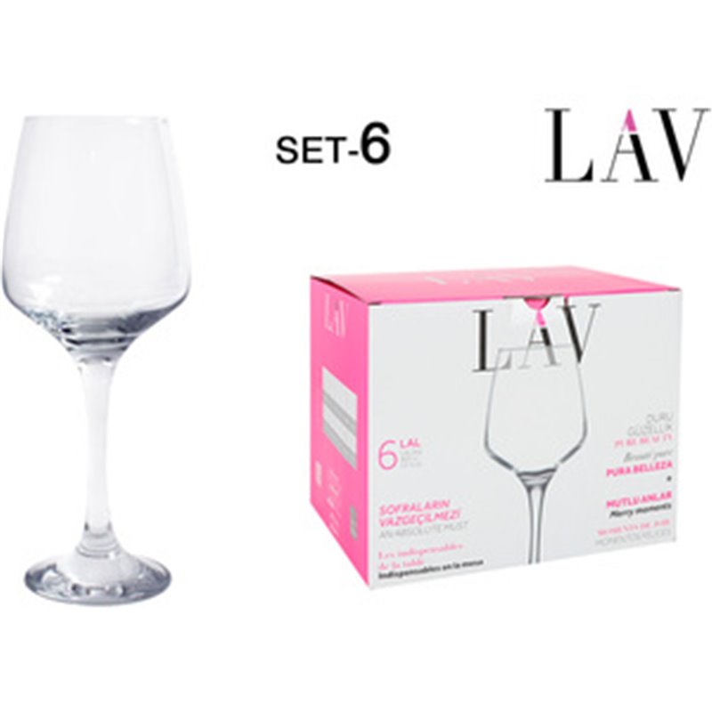 SET 6 COPAS VINO/AGUA 400CC LAL