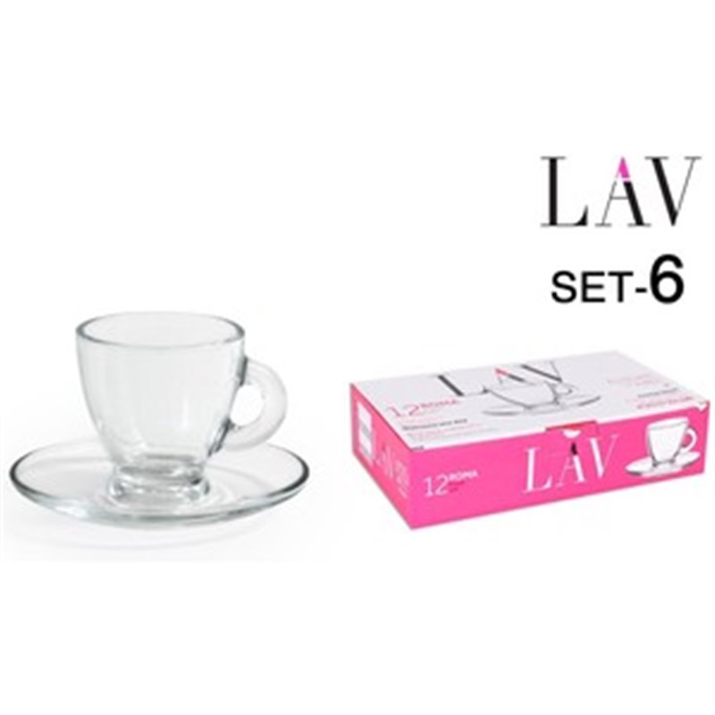 SET 6 TAZAS 95CC C/PLATO ESPRESSO ROMA