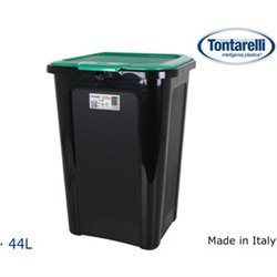 CUBO BASURA COVERLINE 44L NEGRO/TAPA VERDE