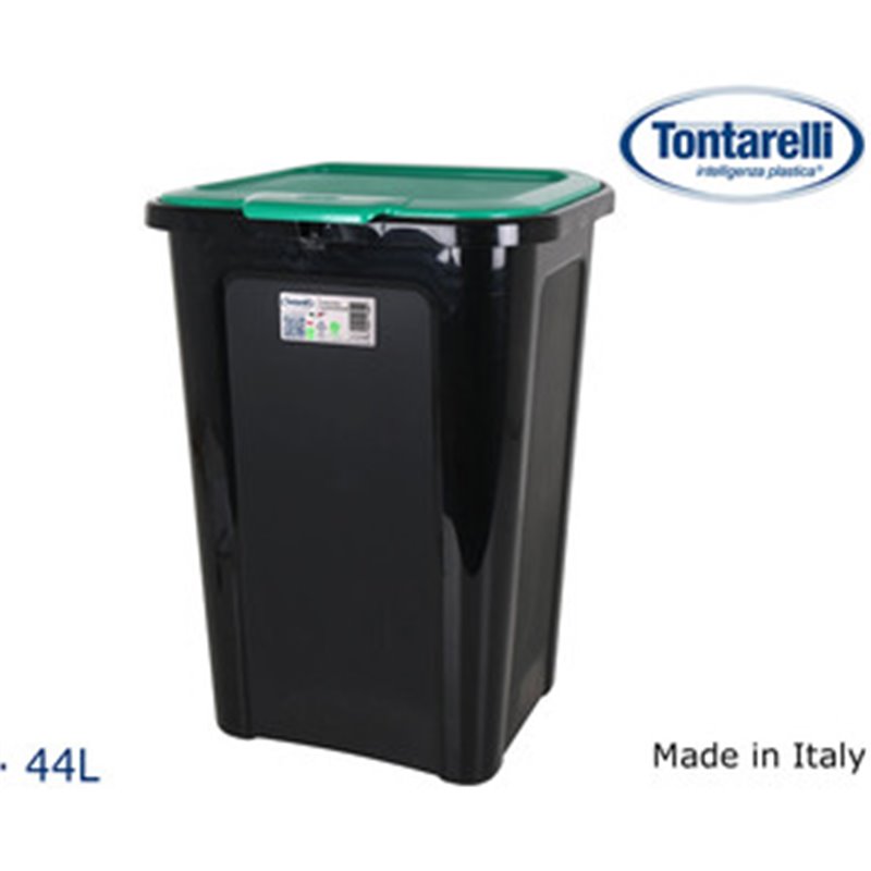 CUBO BASURA COVERLINE 44L NEGRO/TAPA VERDE