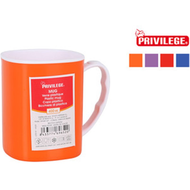 MUG PLÁSTICO 350ML BICOLOR PRIVILEGE - COLORES SURTIDOS