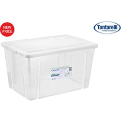 CAJA ALMACENAJE 54L C/TAPA LINEA BOX TRANSPARENTE